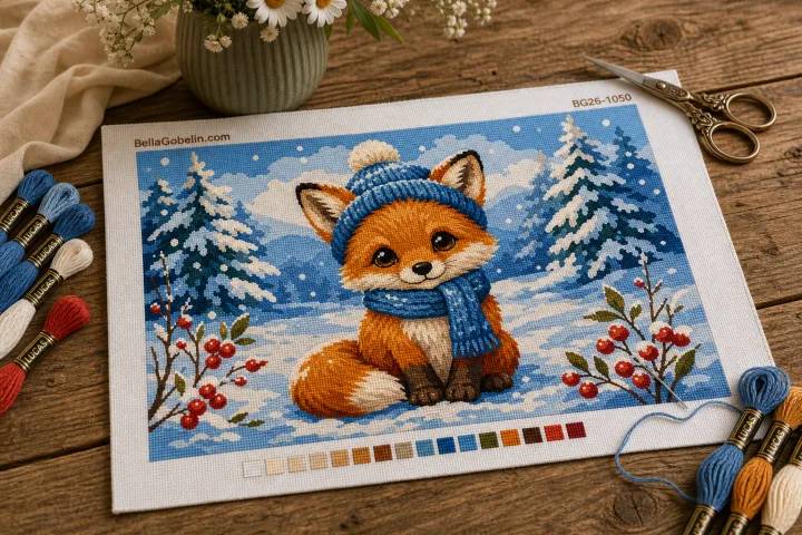 Winter fox cub