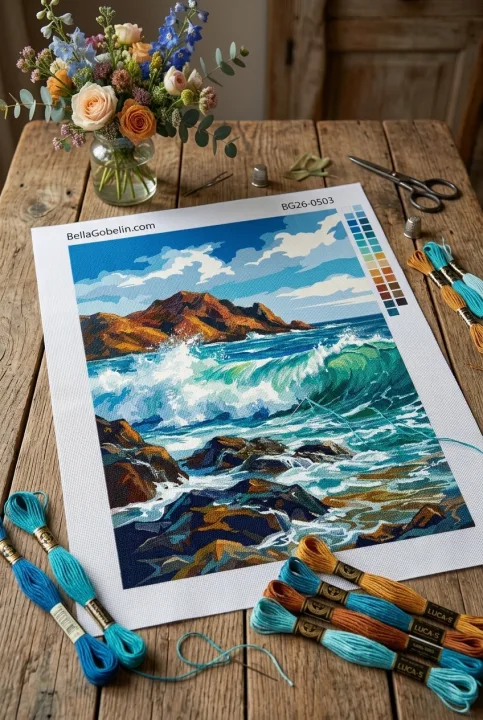Rocky seaside waves