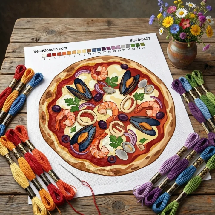 Seafood pizza