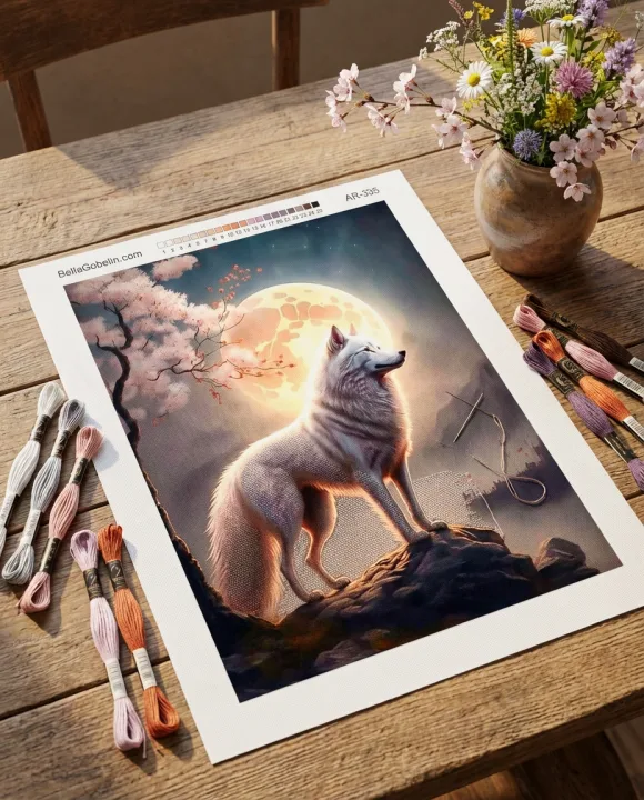 Lonely wolf at night