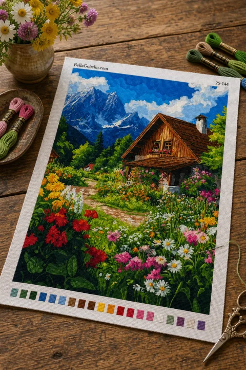 Forest cottage with a wonderful flower garden