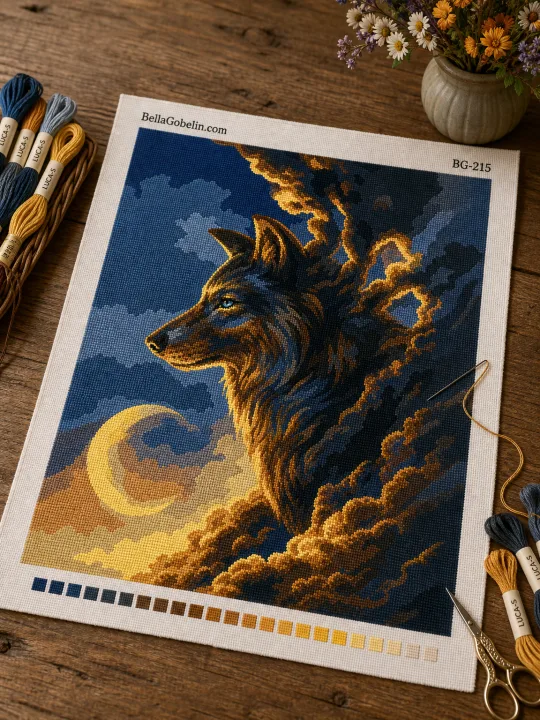 Wolf at the full moon