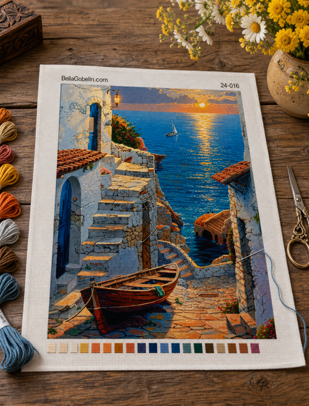 Sunset in the Mediterranean Town