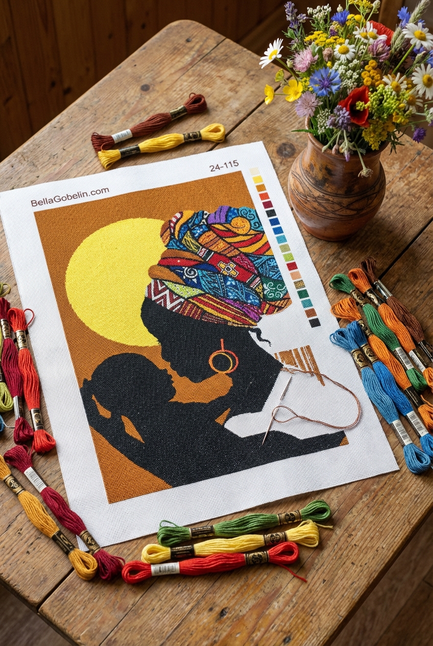 African woman with a baby.