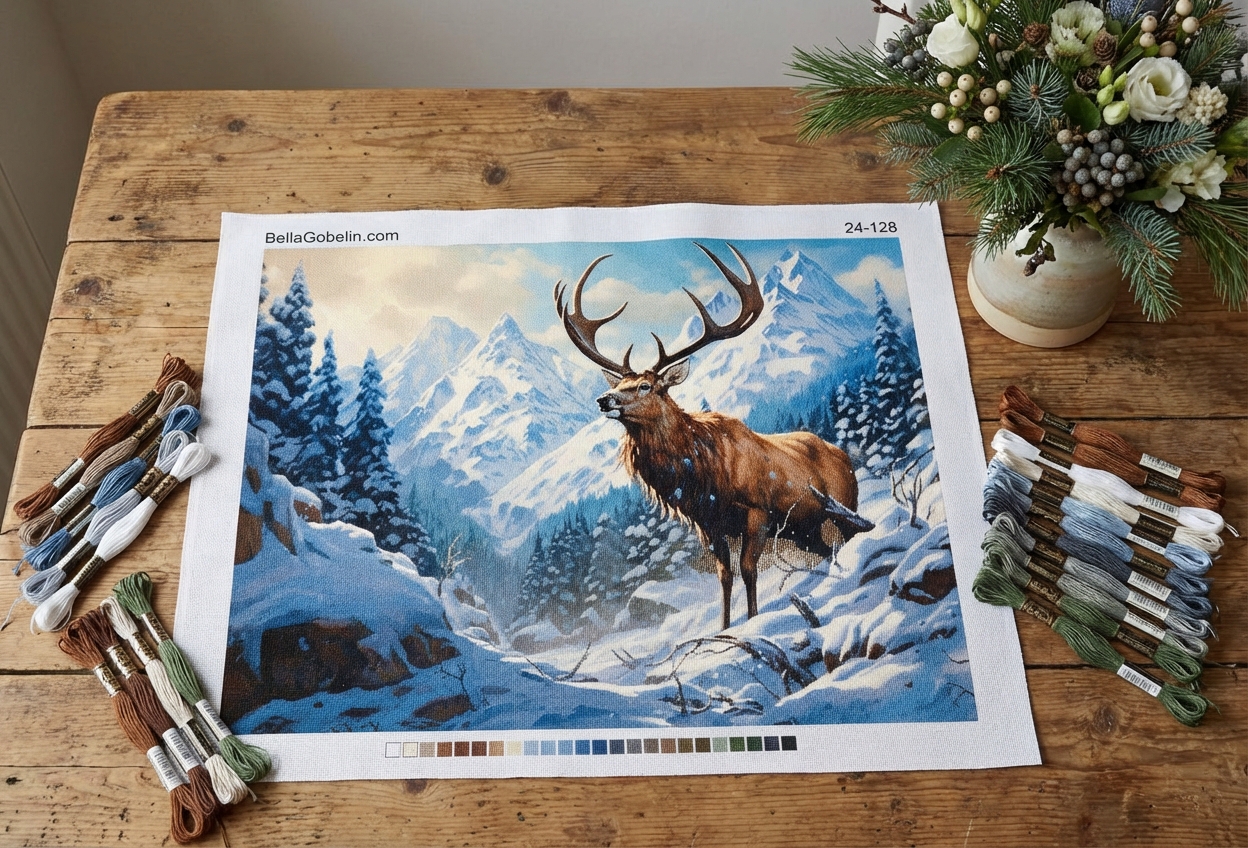 Stag in the snow
