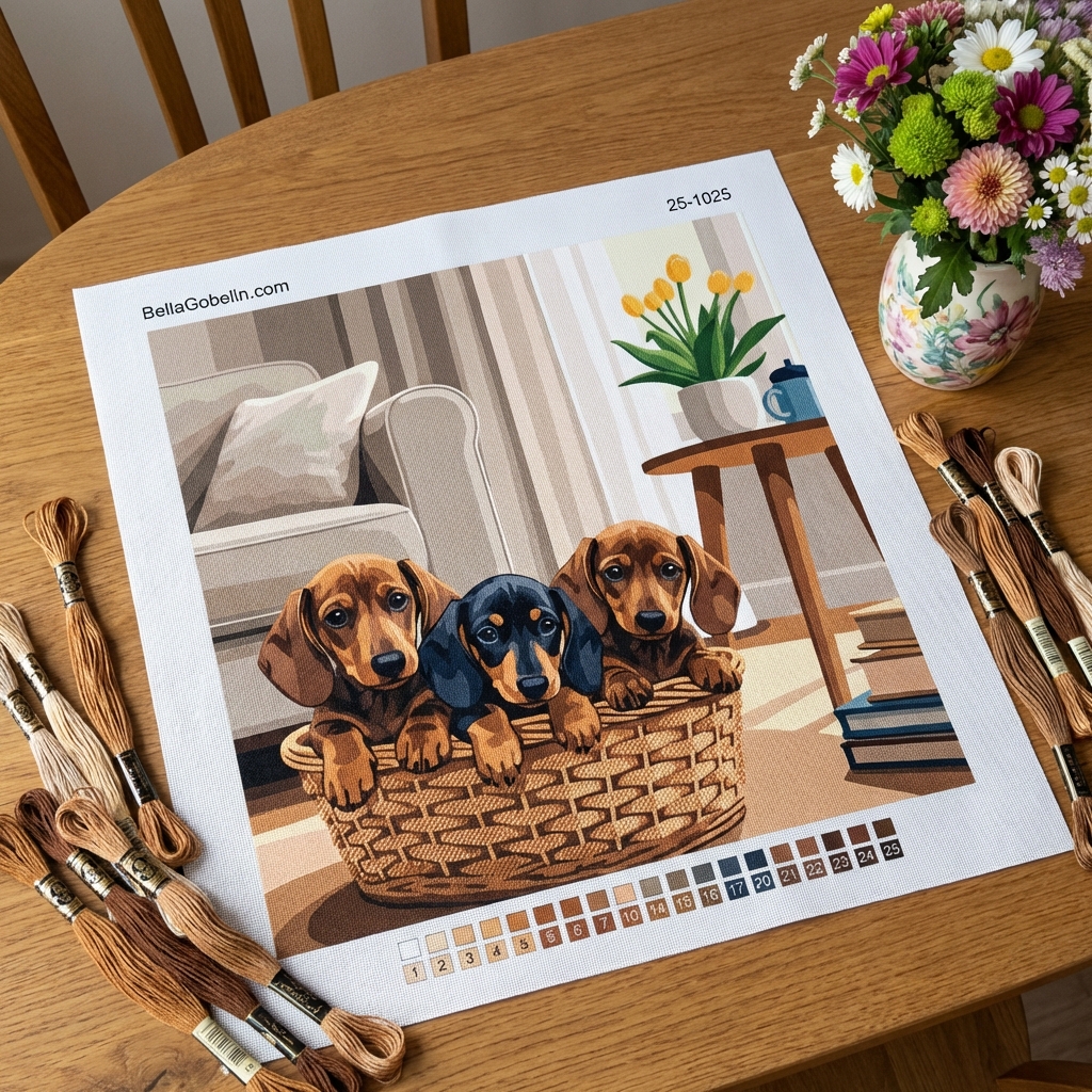Toy dogs in the living room