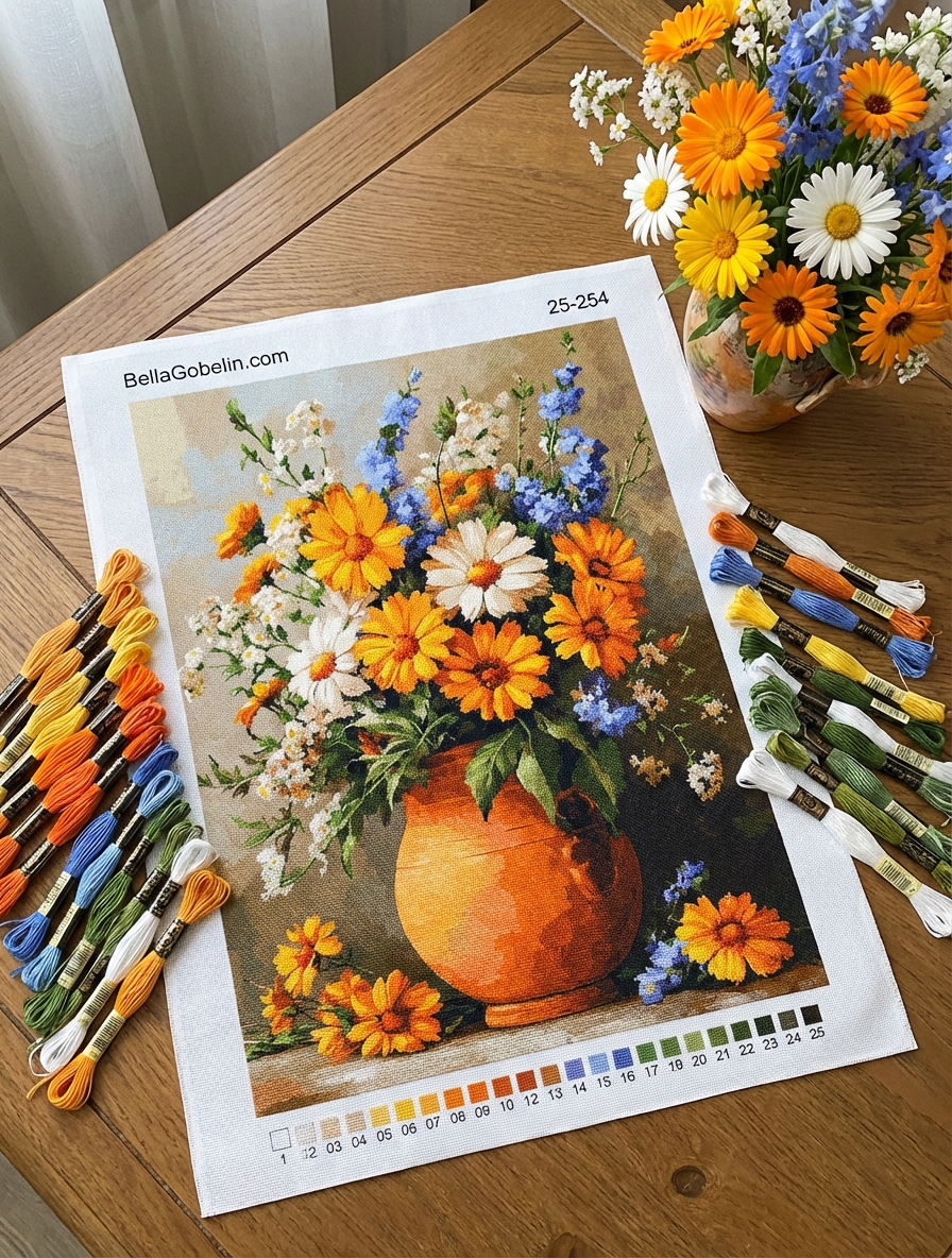 Flower bouquet in a ceramic jug