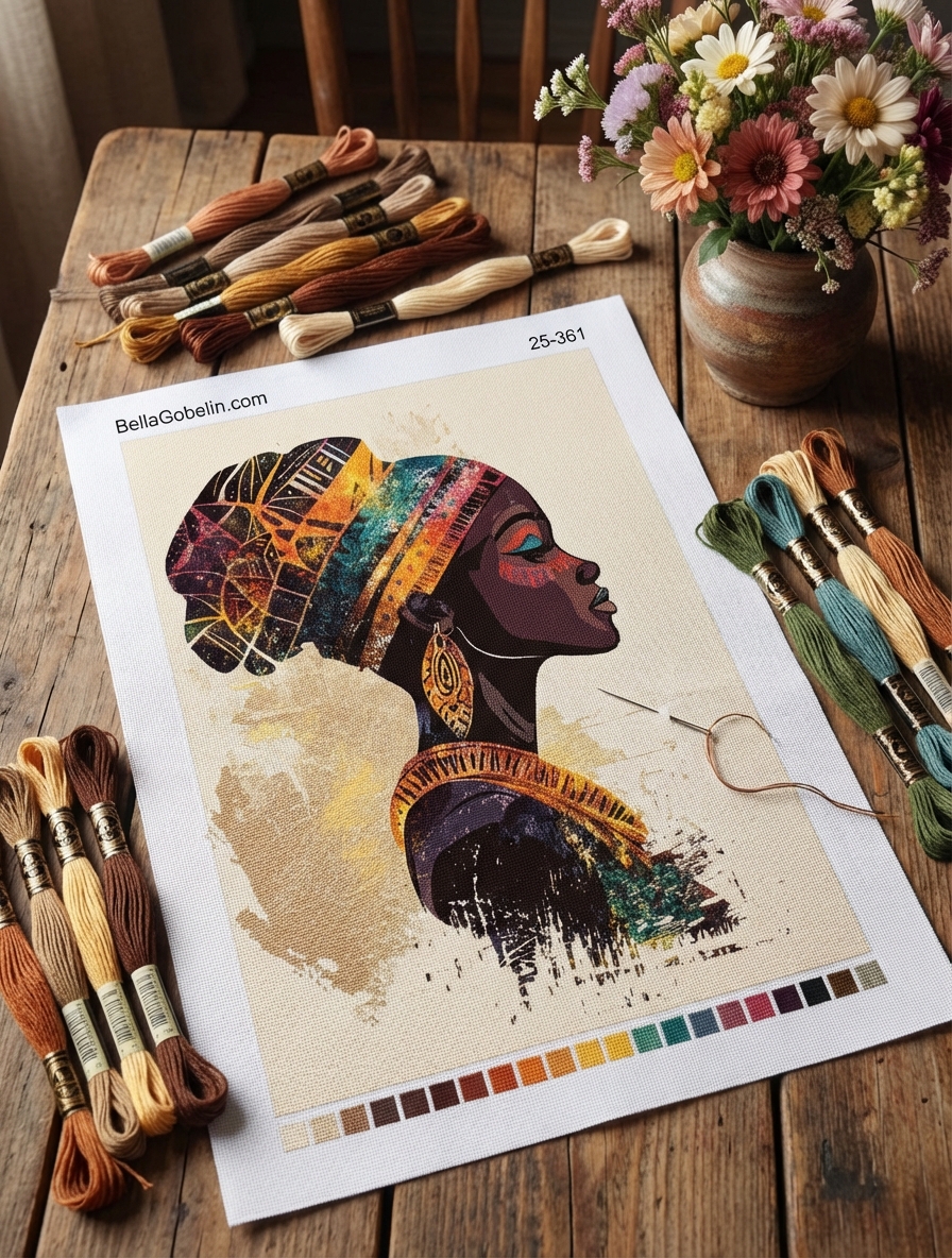African lady profile portrait