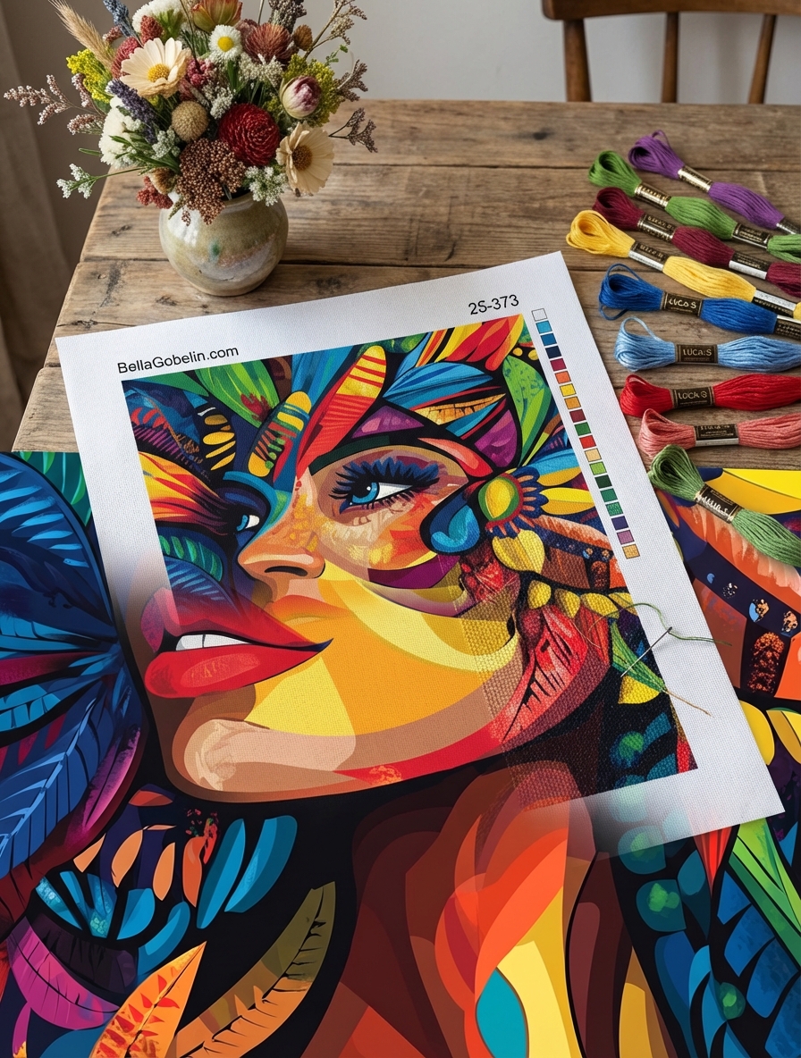 Colorful-faced Indian girl