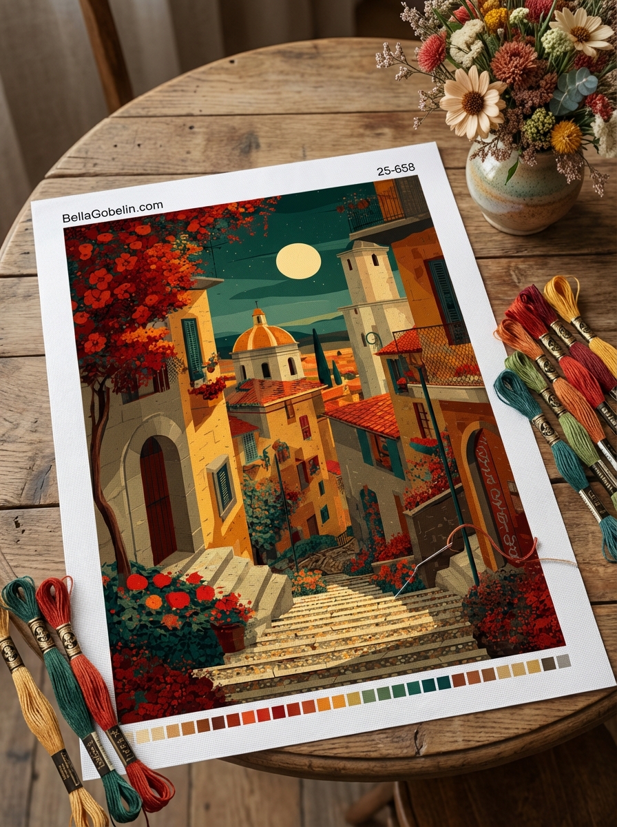 Night in the Italian small town