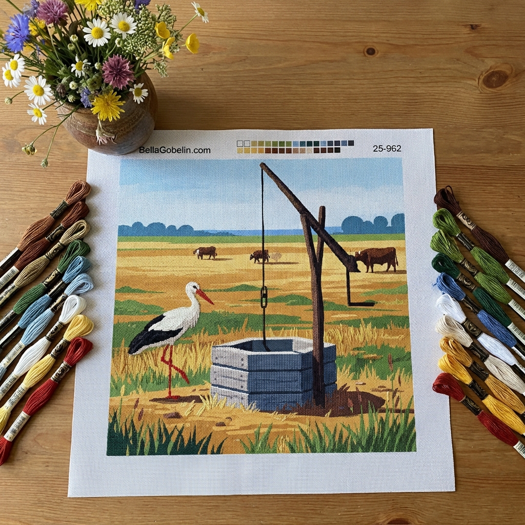 Stork by the Cattail Well