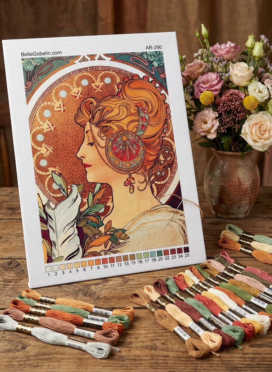 Image in the style of Alphonse Mucha