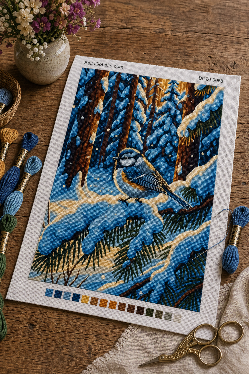Winter bird in the snow