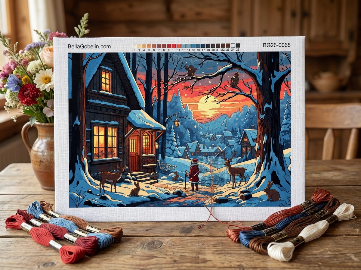 Winter landscape with Santa Claus