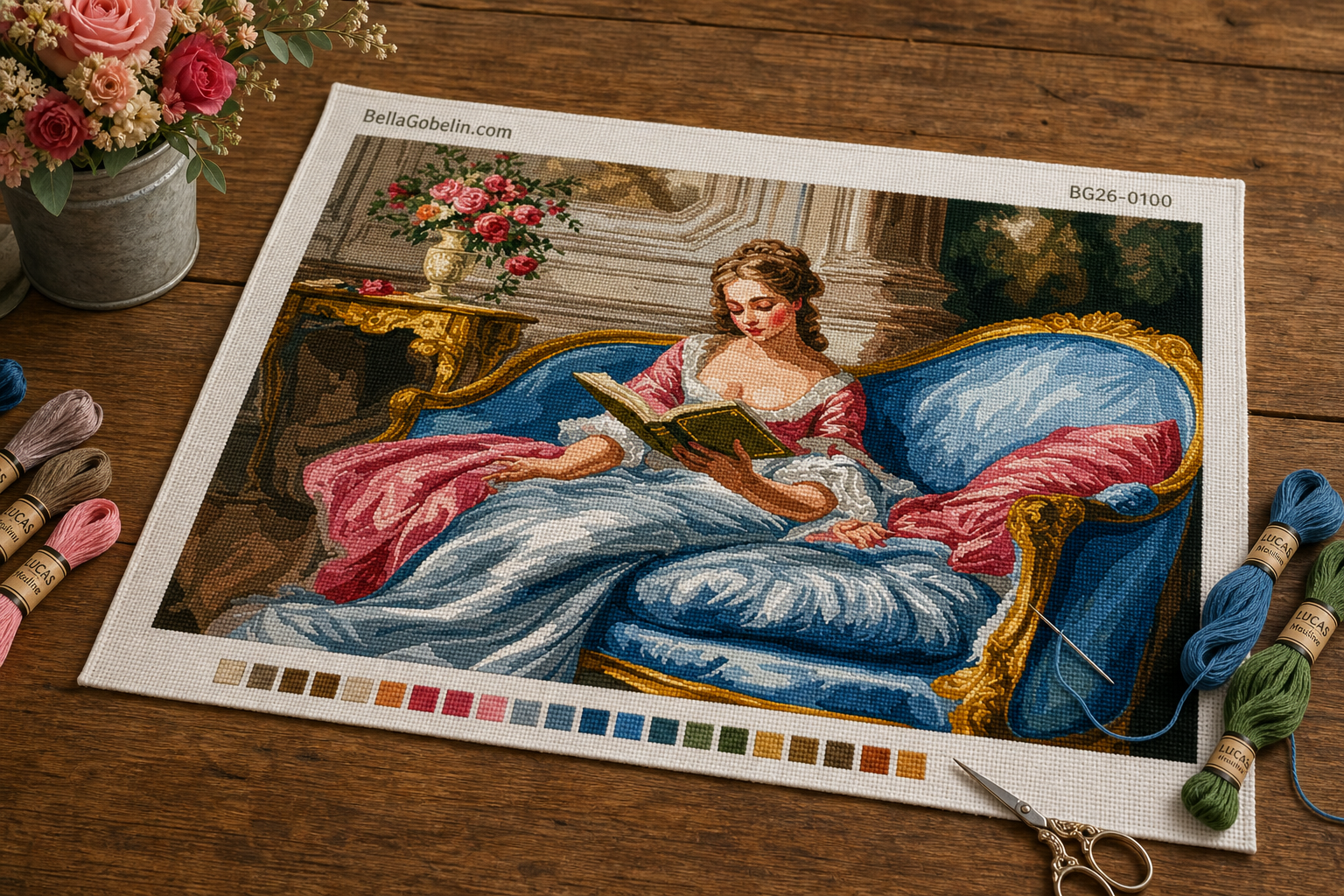 A female reader in Rococo style