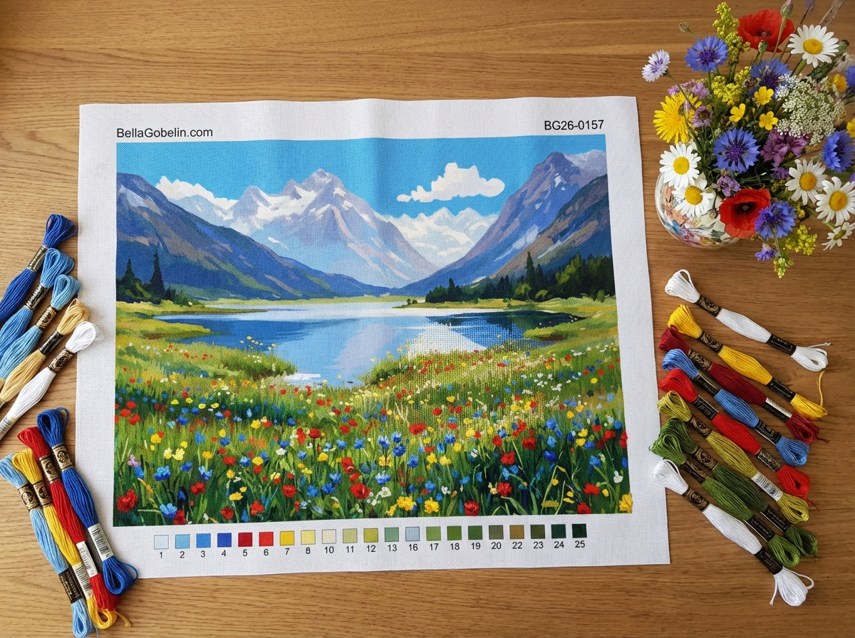 Flowered alpine landscape