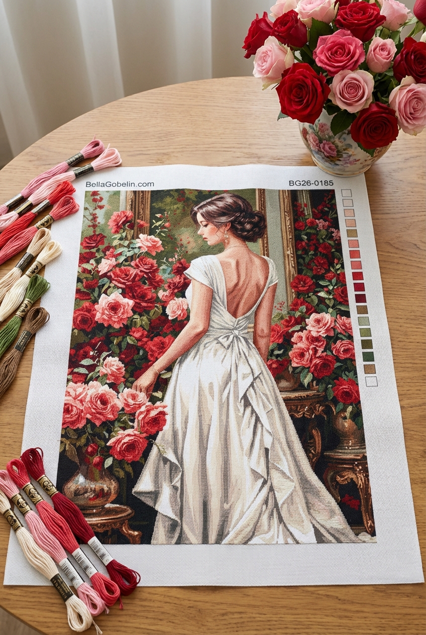 Woman in a white dress with roses – BG26-0185
