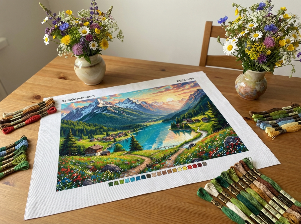 Alpine landscape with lake