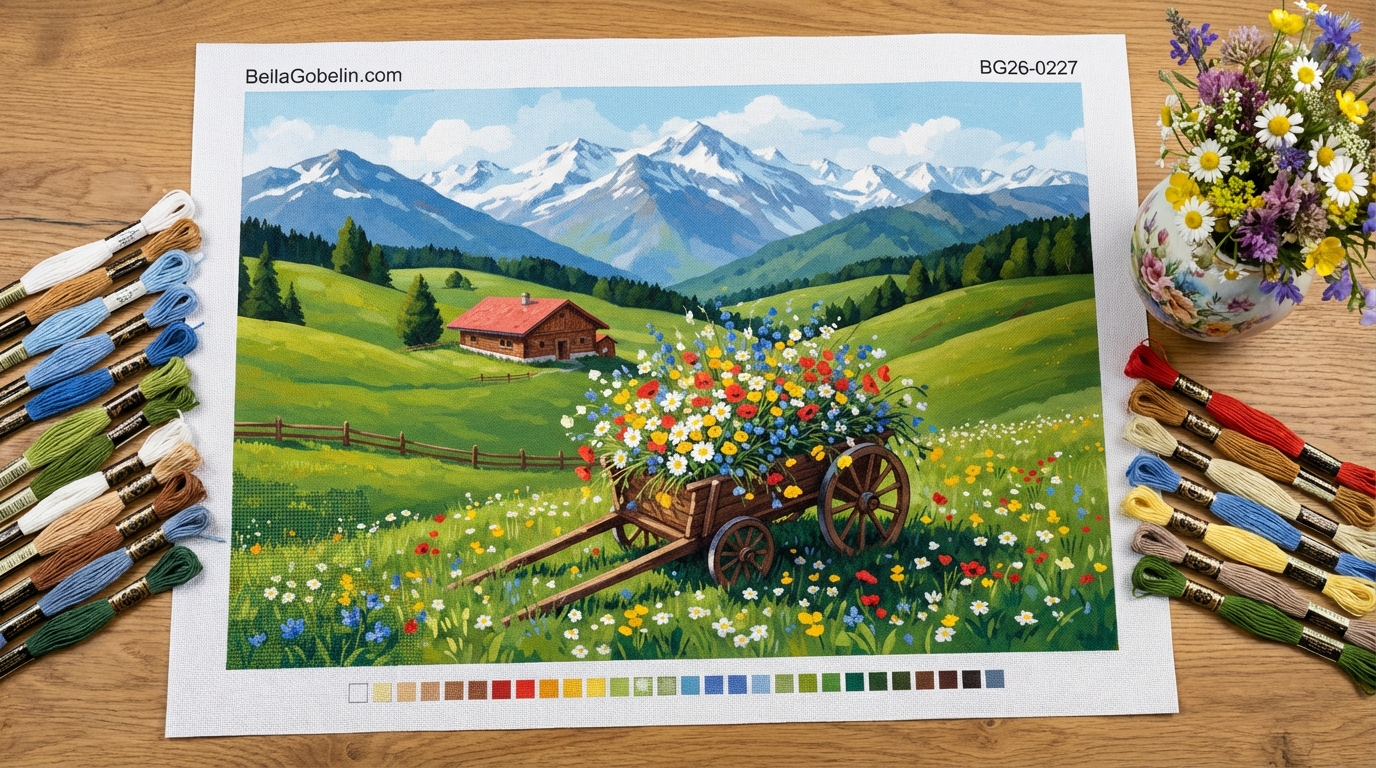 Flower cart in alpine landscape – BG26-0227