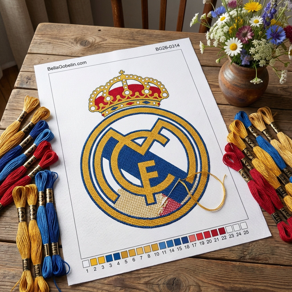 Real Madrid emblem with a white background
