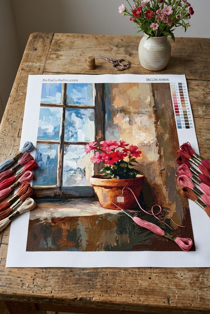 Geranium needlepoint