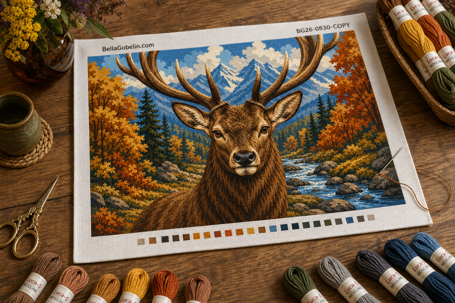 Golden medal stag in autumn landscape (copy)