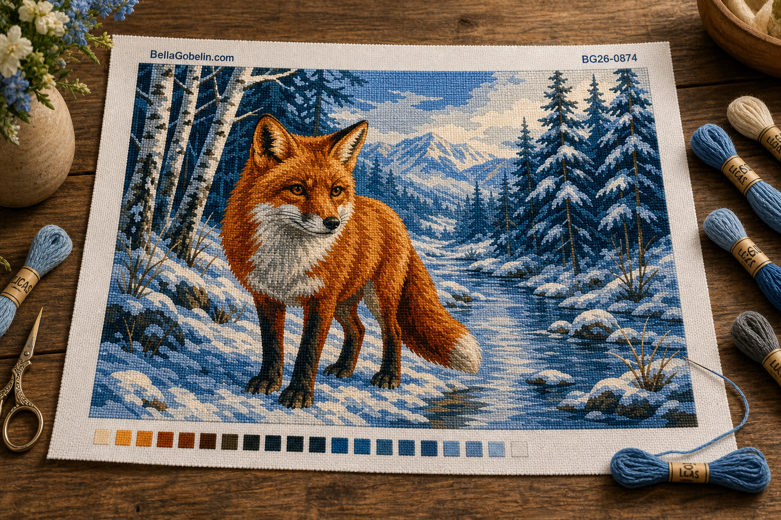 Fox in the snowy forest