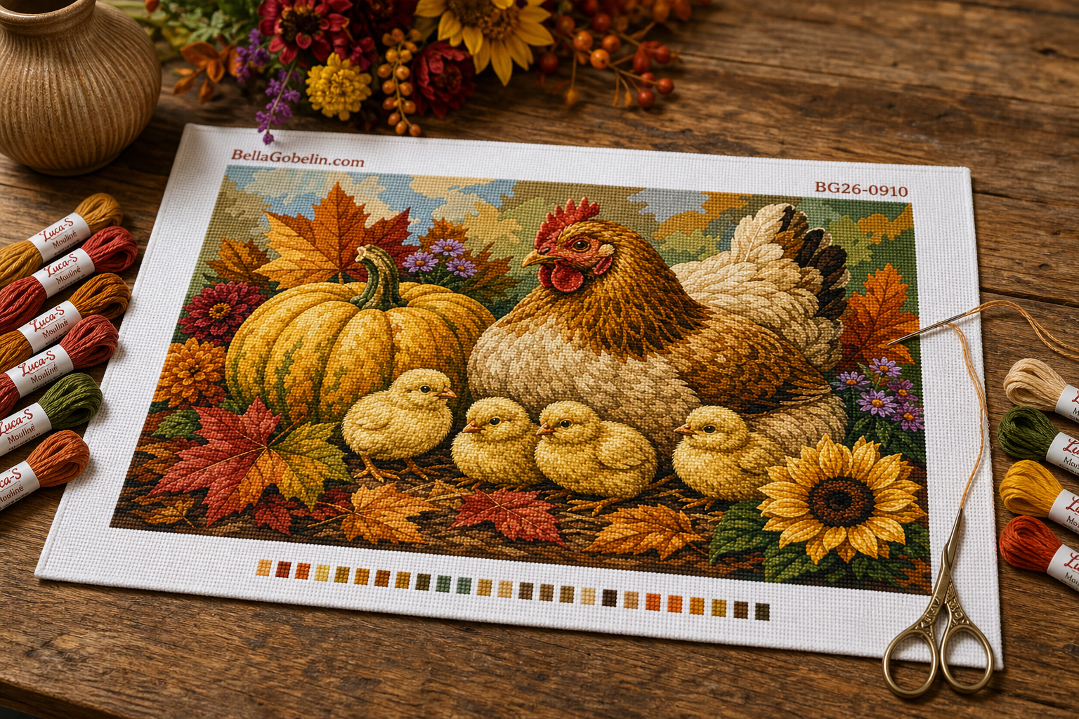 Autumn chicken family