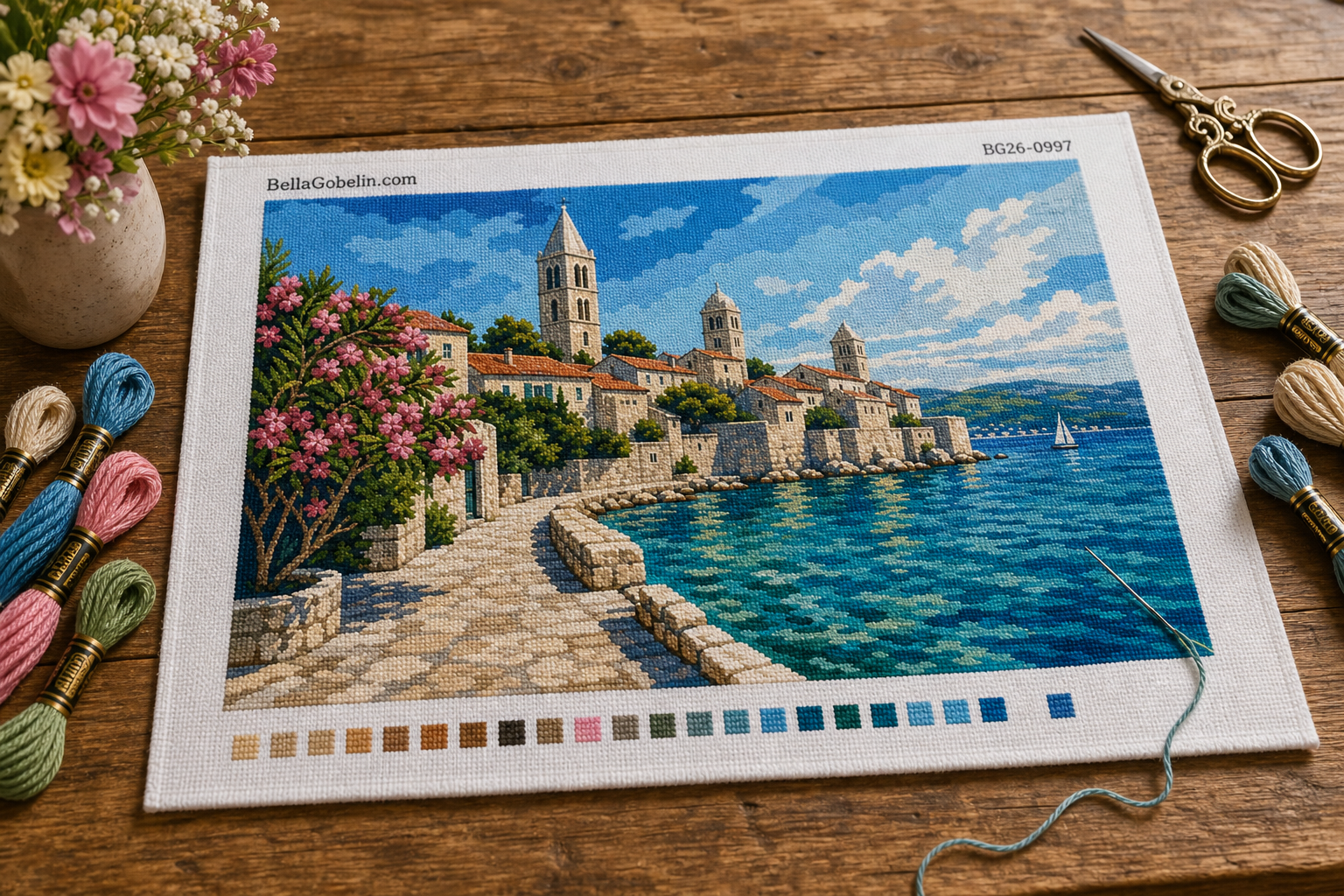 The old town of Rab on the seaside