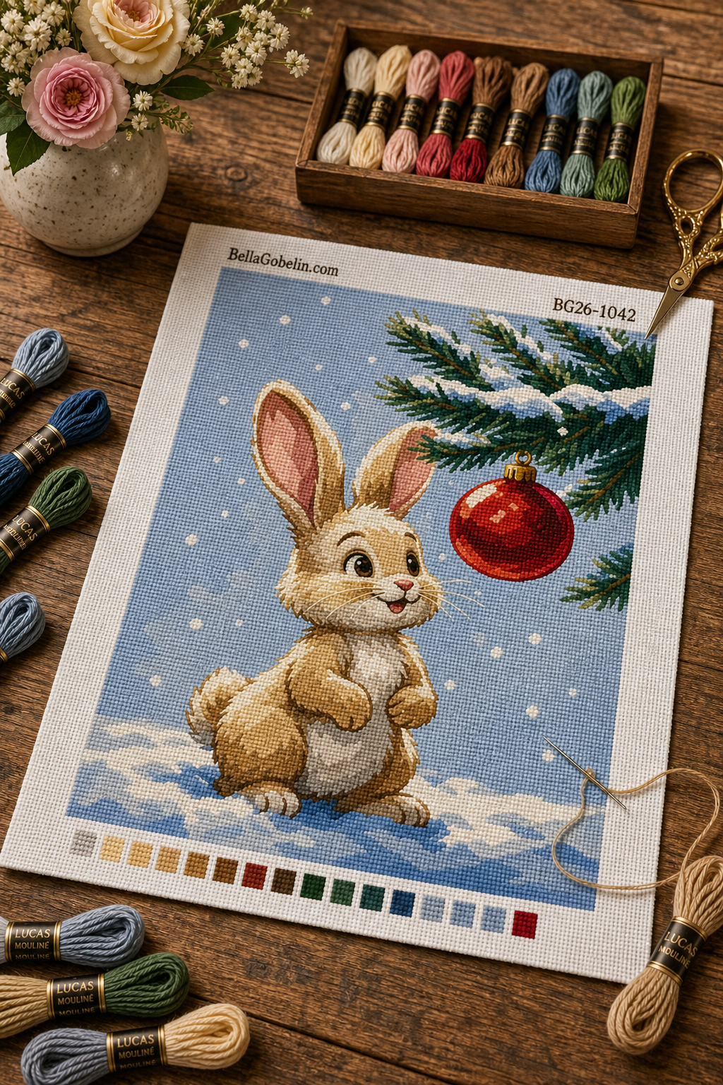 Christmas bunny in the snow
