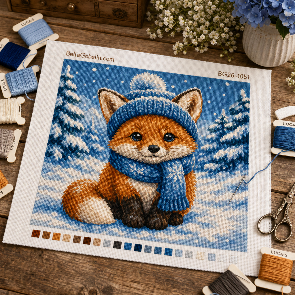 Cute fox in a winter forest