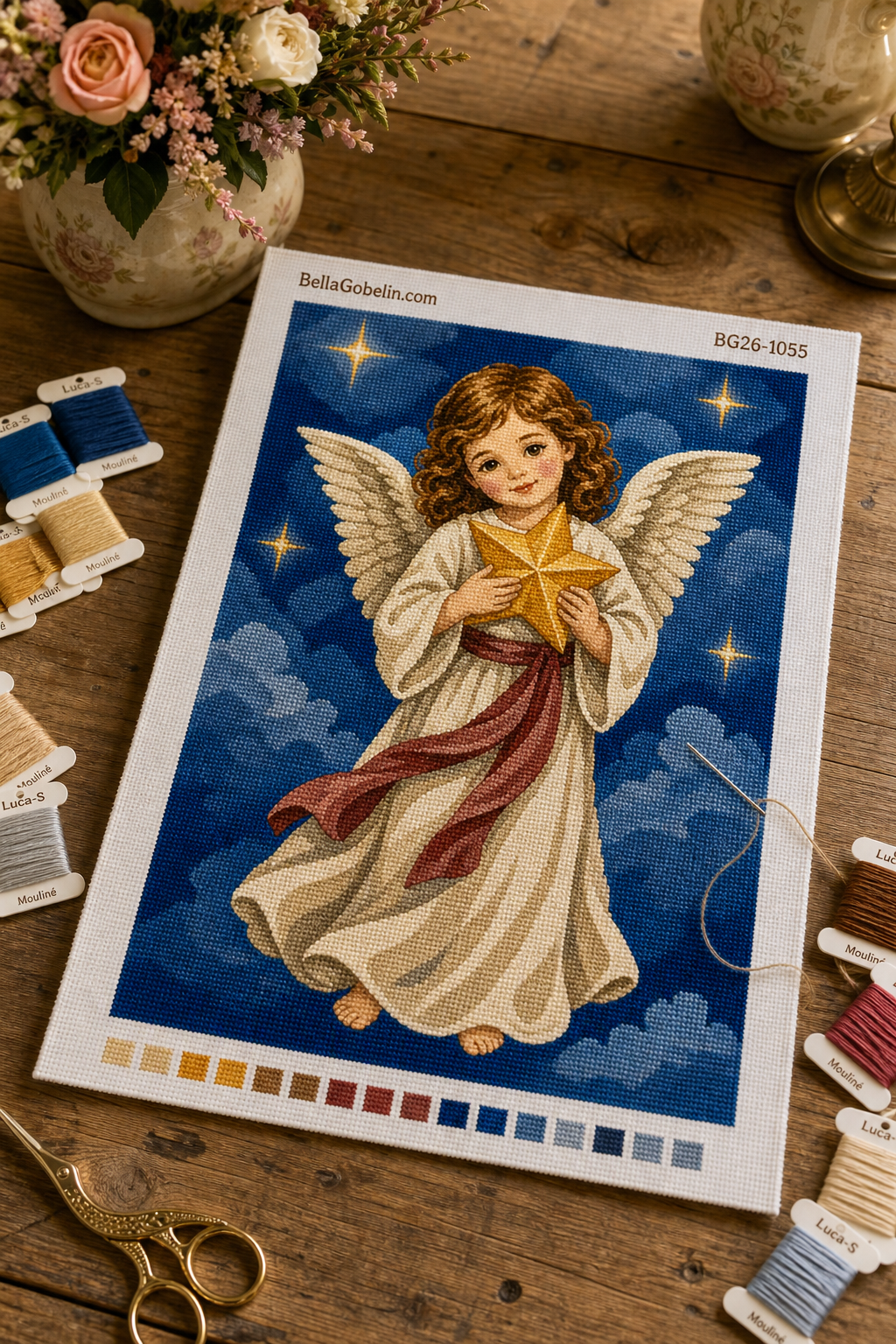 Christmas angel with a golden star
