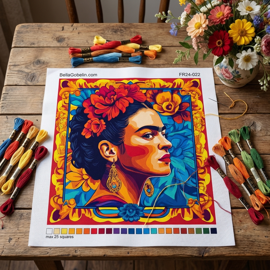 Frida Kahlo portrait in the style of Alphonse Mucha – FR24-022