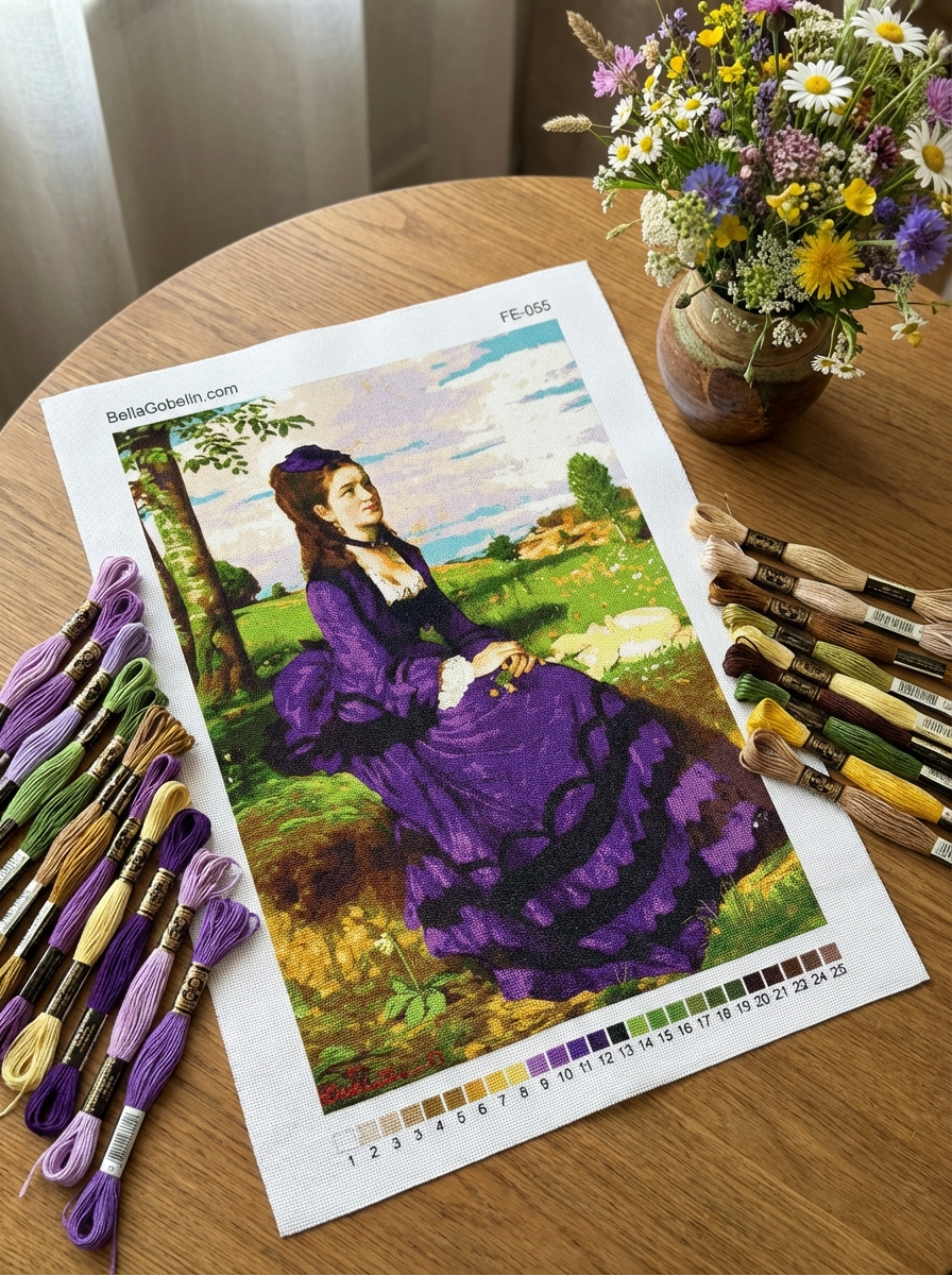 The woman in a purple dress