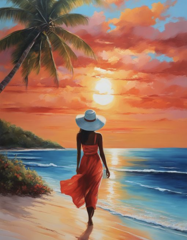 Romantic walk at sunset