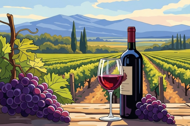 Tuscany landscape and still life in needlepoint tapestry