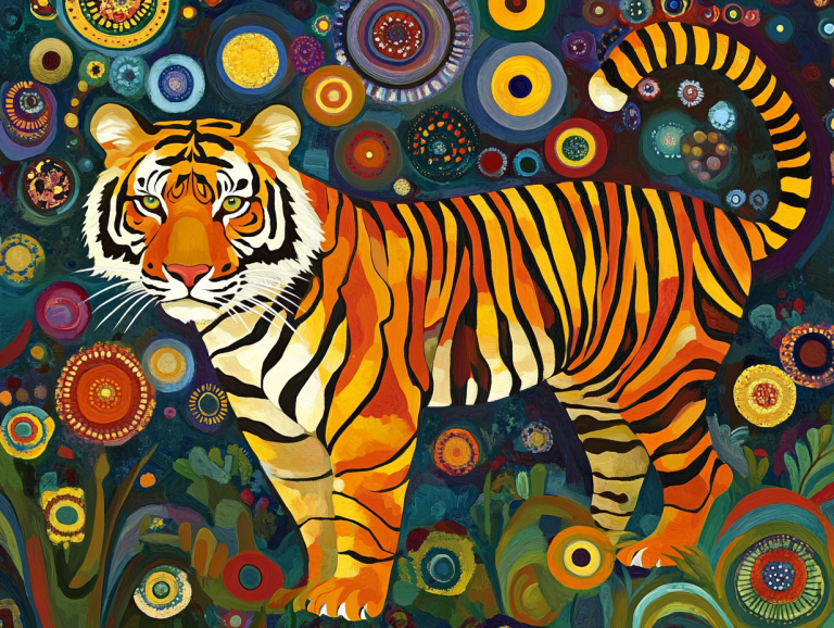 Klimt stílusú tigrisportré