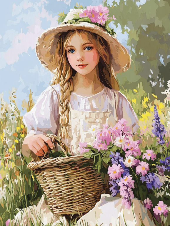 The flower-gathering little girl