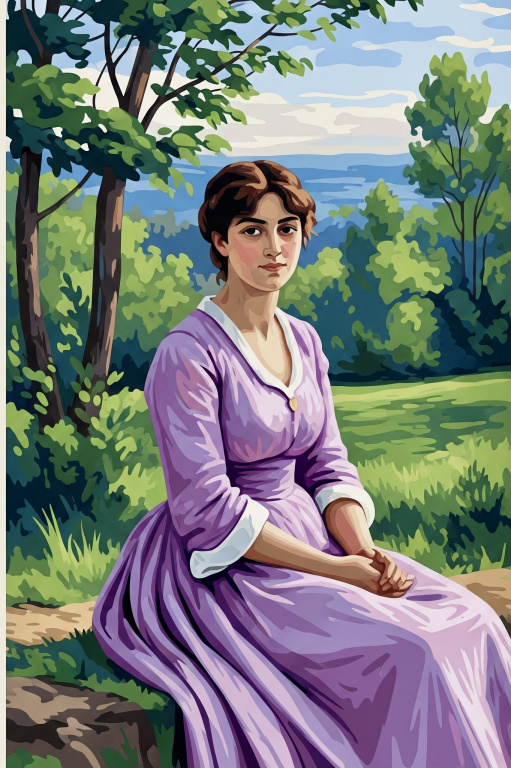 Modern Lilla ruhás nő