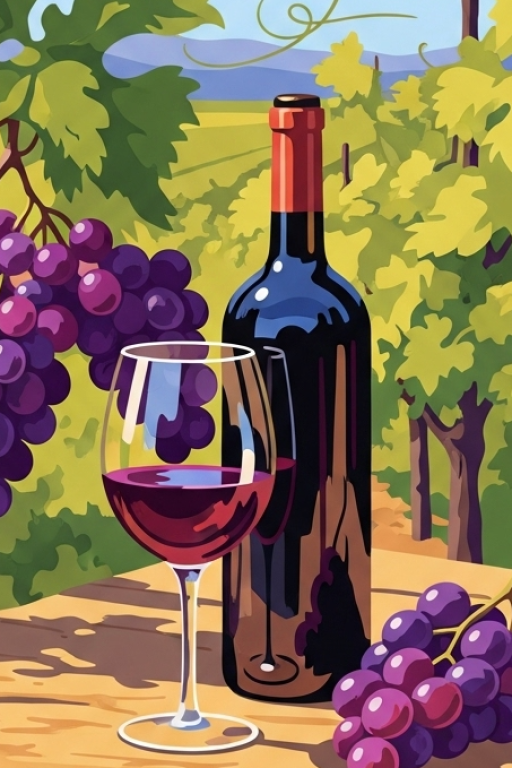 Wine Autumn Still Life in Needlepoint Technique