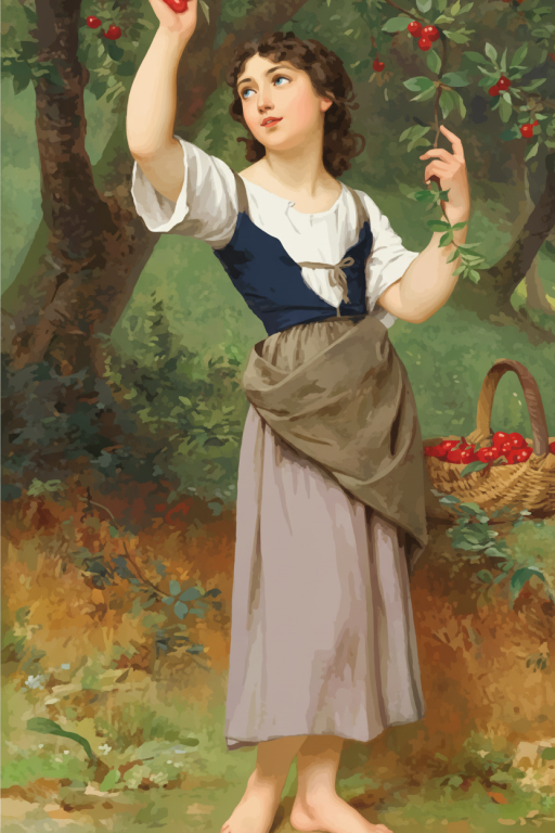 Émile Munier - Cherry Picker Needlepoint Reproduction