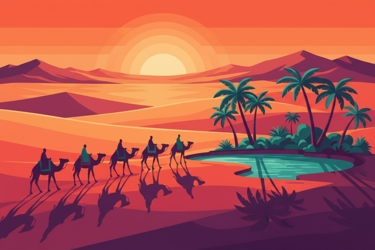 Sivatagi táj tevékkel