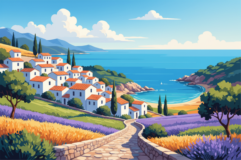 Mediterranean landscape with a lavender field