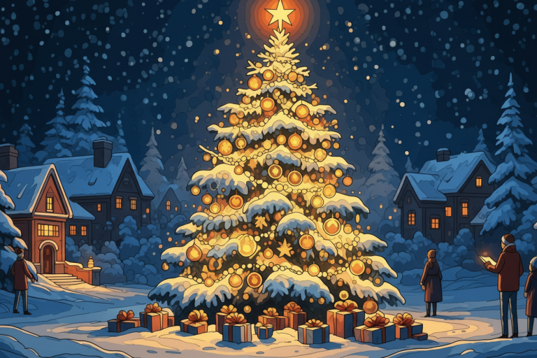 Christmas tree in a winter landscape