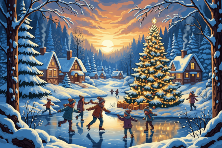Winter ice skating at Christmas