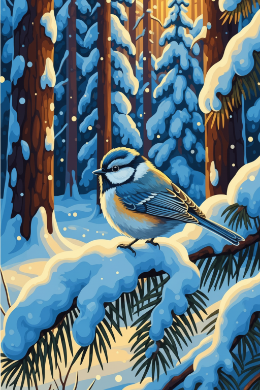 Winter bird in the snow