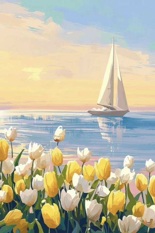 Sailing with tulip motifs