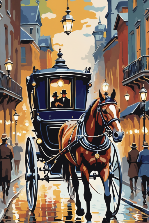 Paris street scene with a horse
