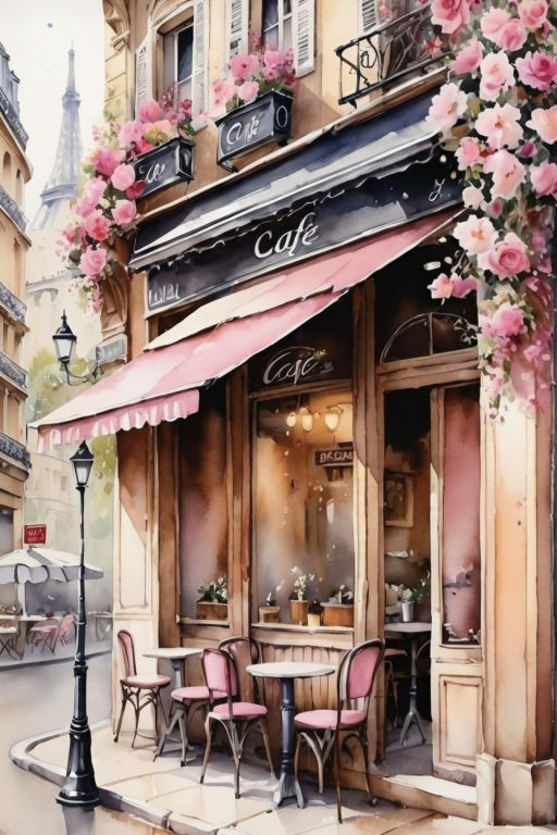 Paris Café with Flowers