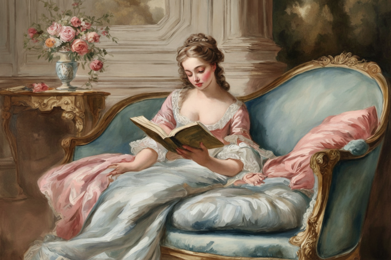 A female reader in Rococo style